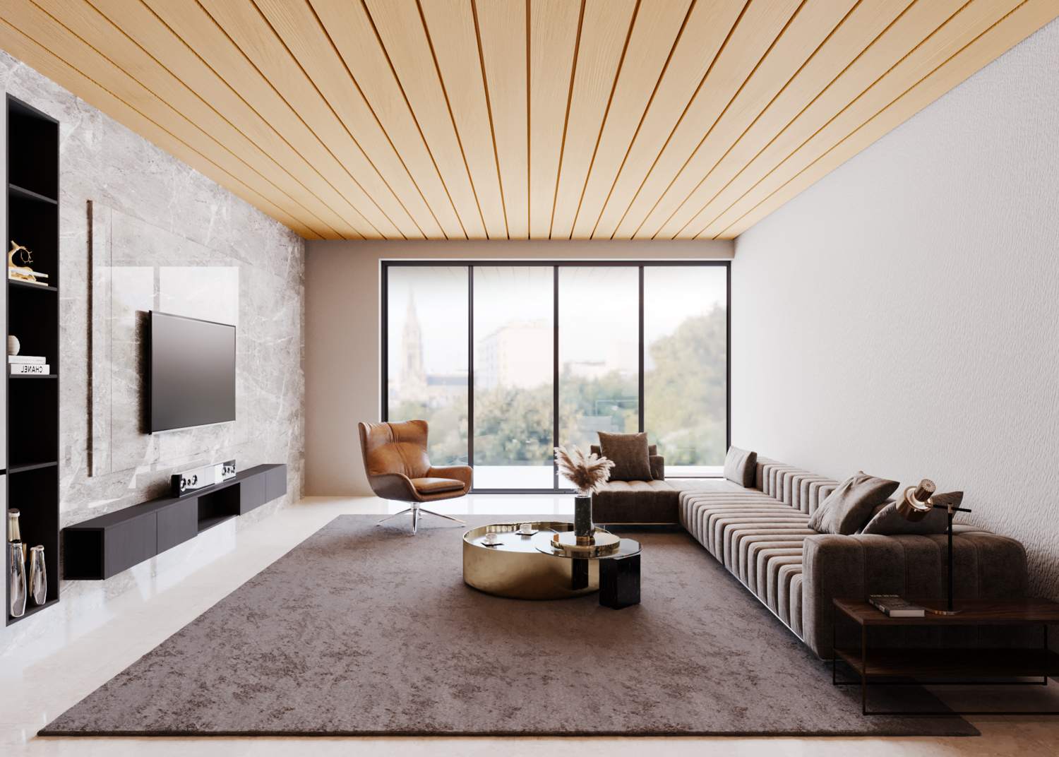 Slatted Ceiling & Soffit: room