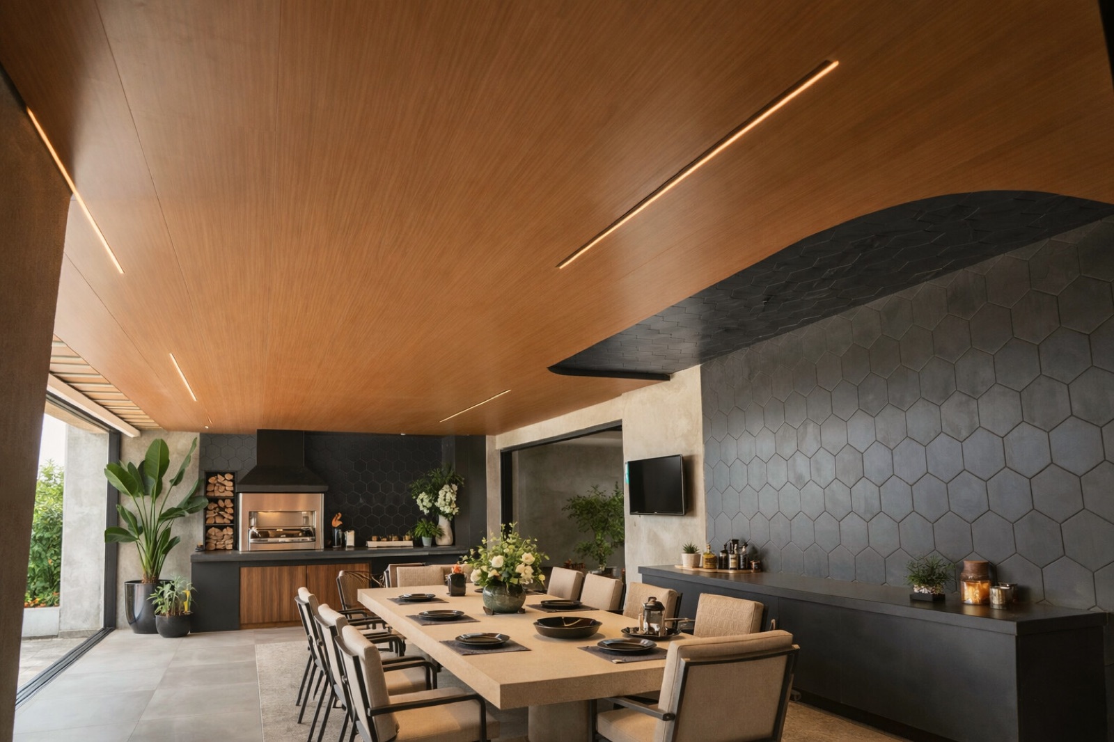 Slatted Ceiling & Soffit: room