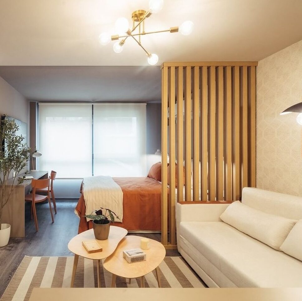 Breeze separating bedroom and living room