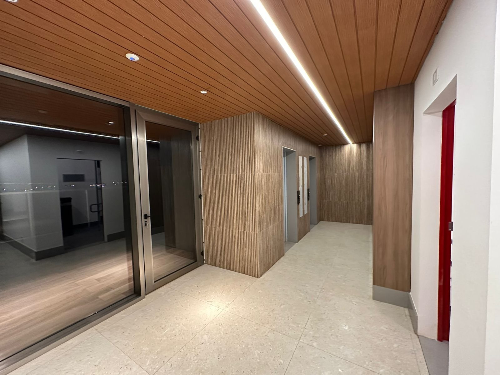 Hallway with LED on the ceiling