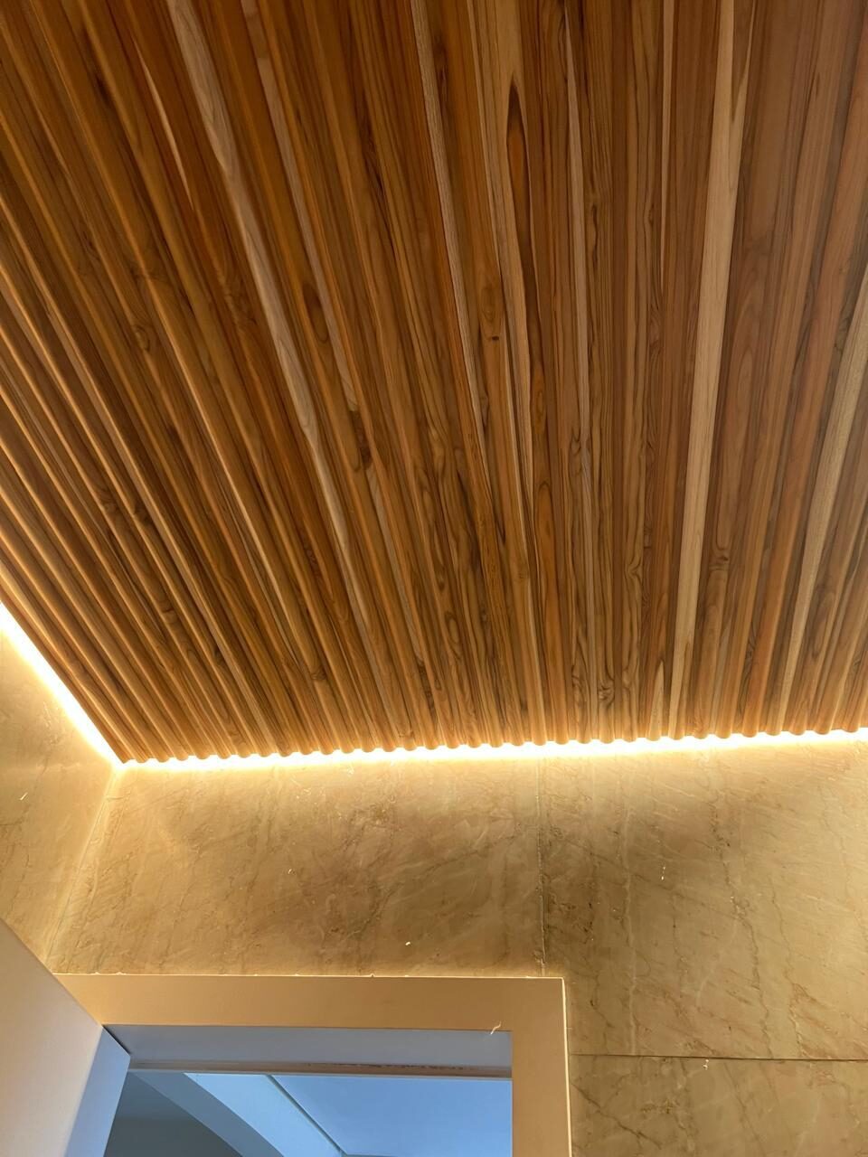 Teak ceiling with LED