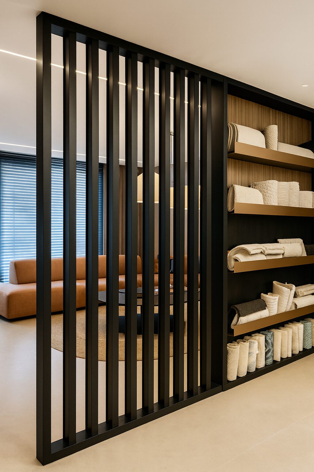 Breeze room divider with shelving