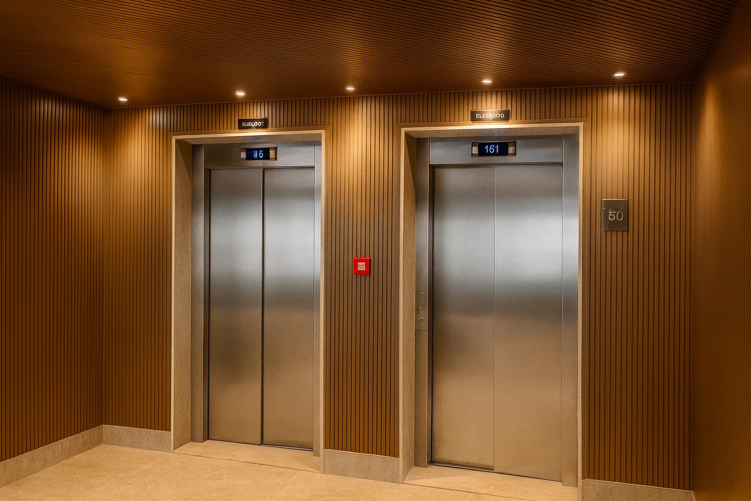 Slatted elevator lobby