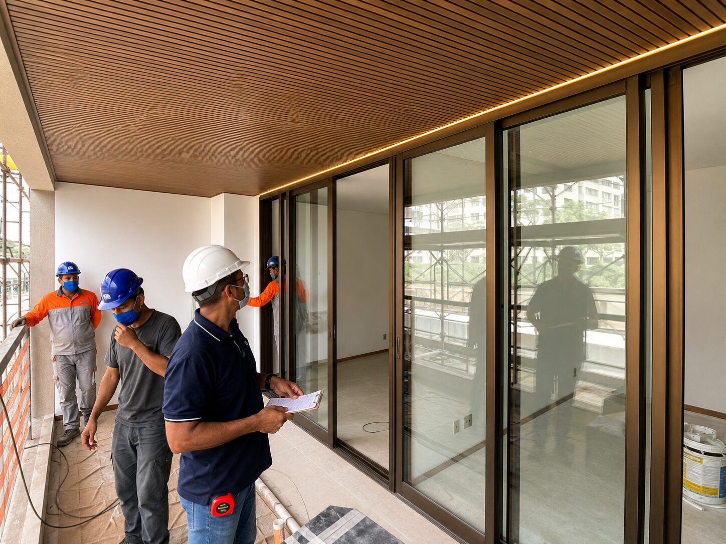 Crew checking the work