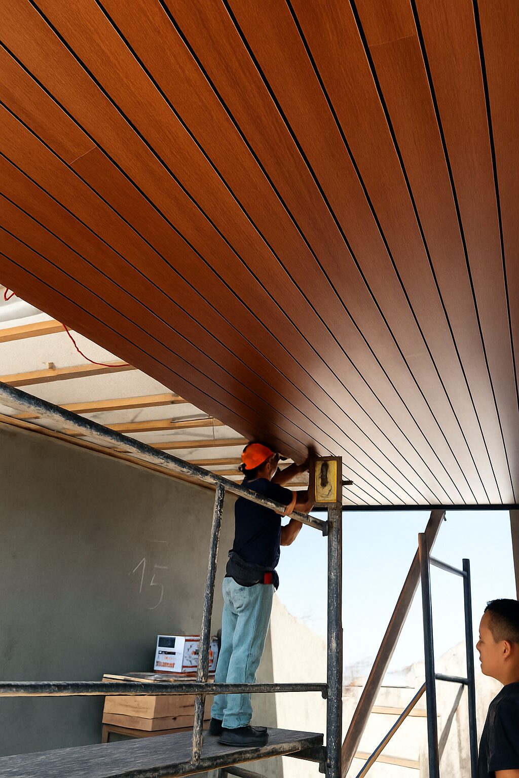 Slatted ceiling installation
