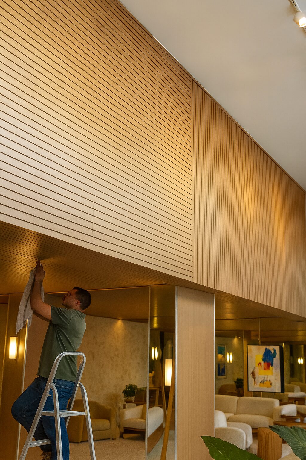 Installing slats on the ceiling