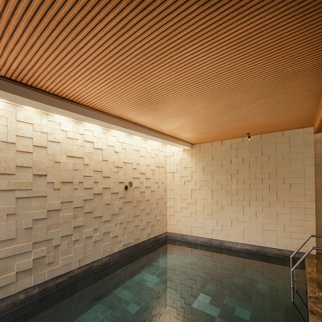 Pool with stone and slats