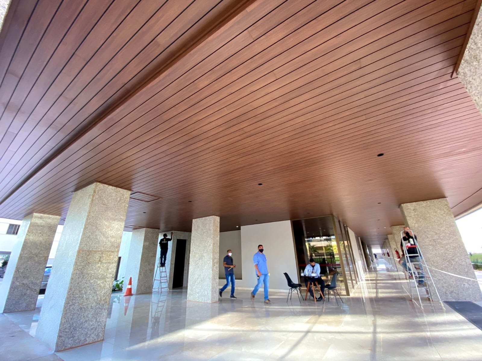 Lobby with ceiling and panels, after