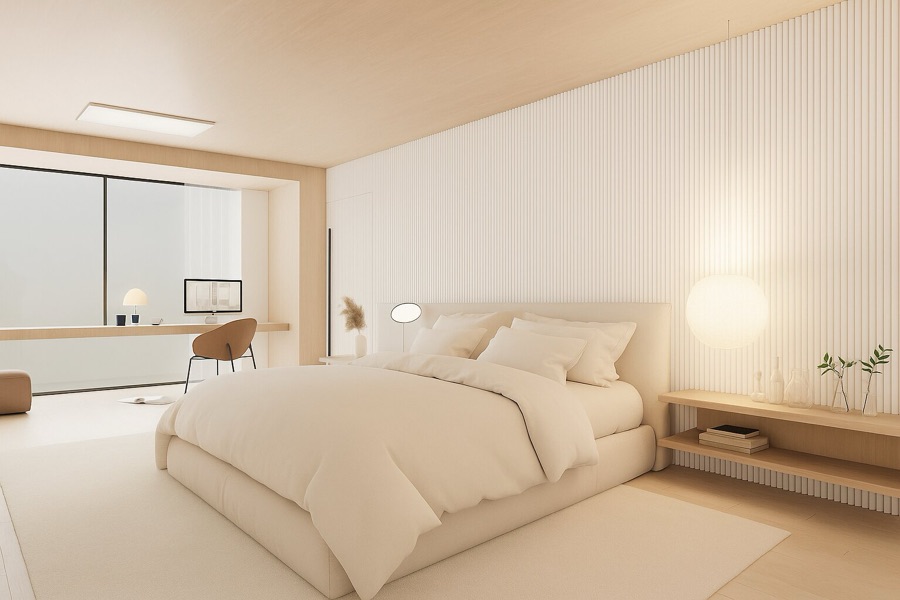 Room with BTO slatted panels