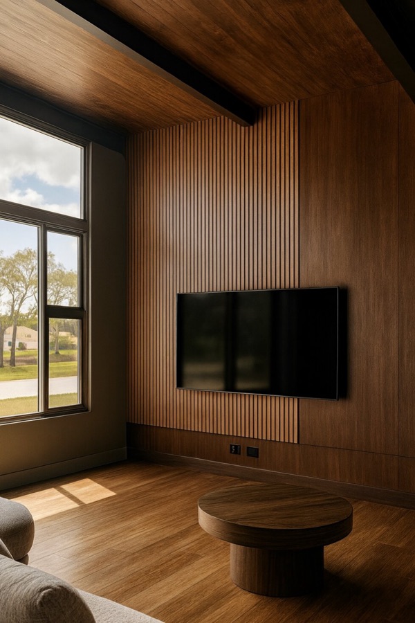 Room with BTO slatted panels